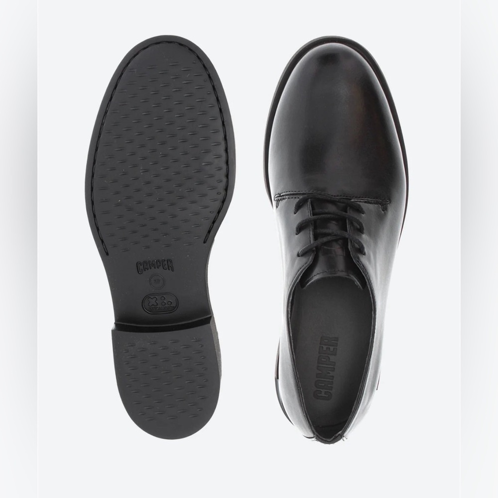 Camper Iman Leather Lace Up Shoes Size EU 42 US 11 Black Derby
